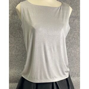 Chico's Travelers Tank Top Silver Shimmery Sleeveless Layering Vacation Cruise M